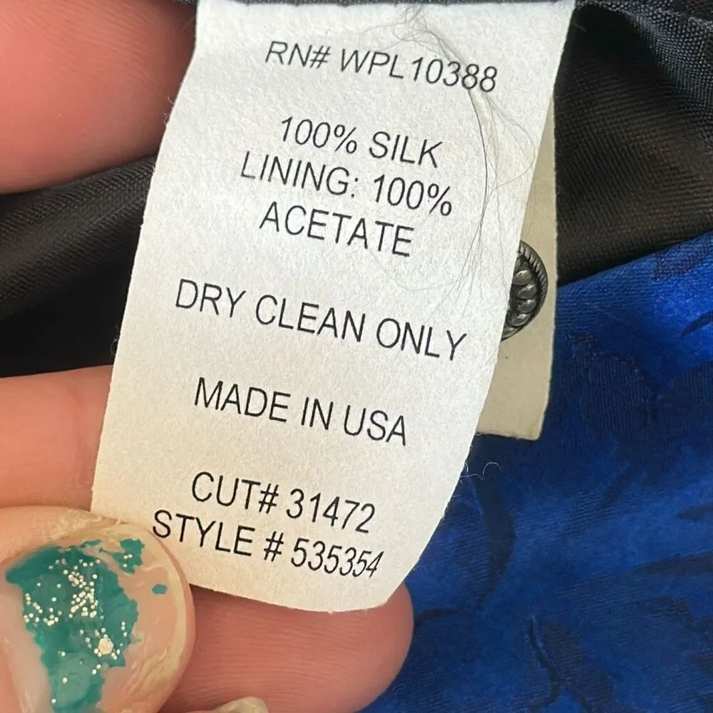 Wah Maker Frontier Collection Blue‎ Silk Vest Sz. M NWT Waistcoat Made in USA